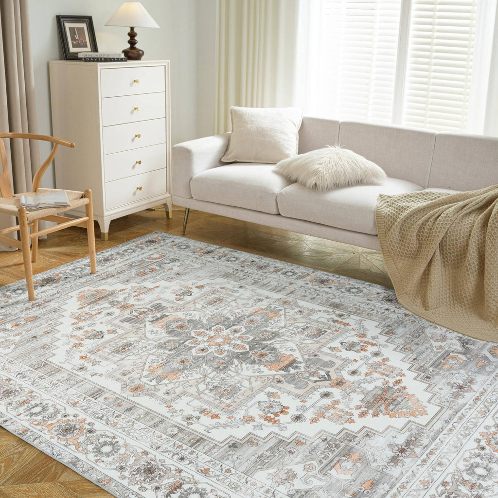 Area Rug Washable Non Slip Rubber Backing Boho Foldable Rugs