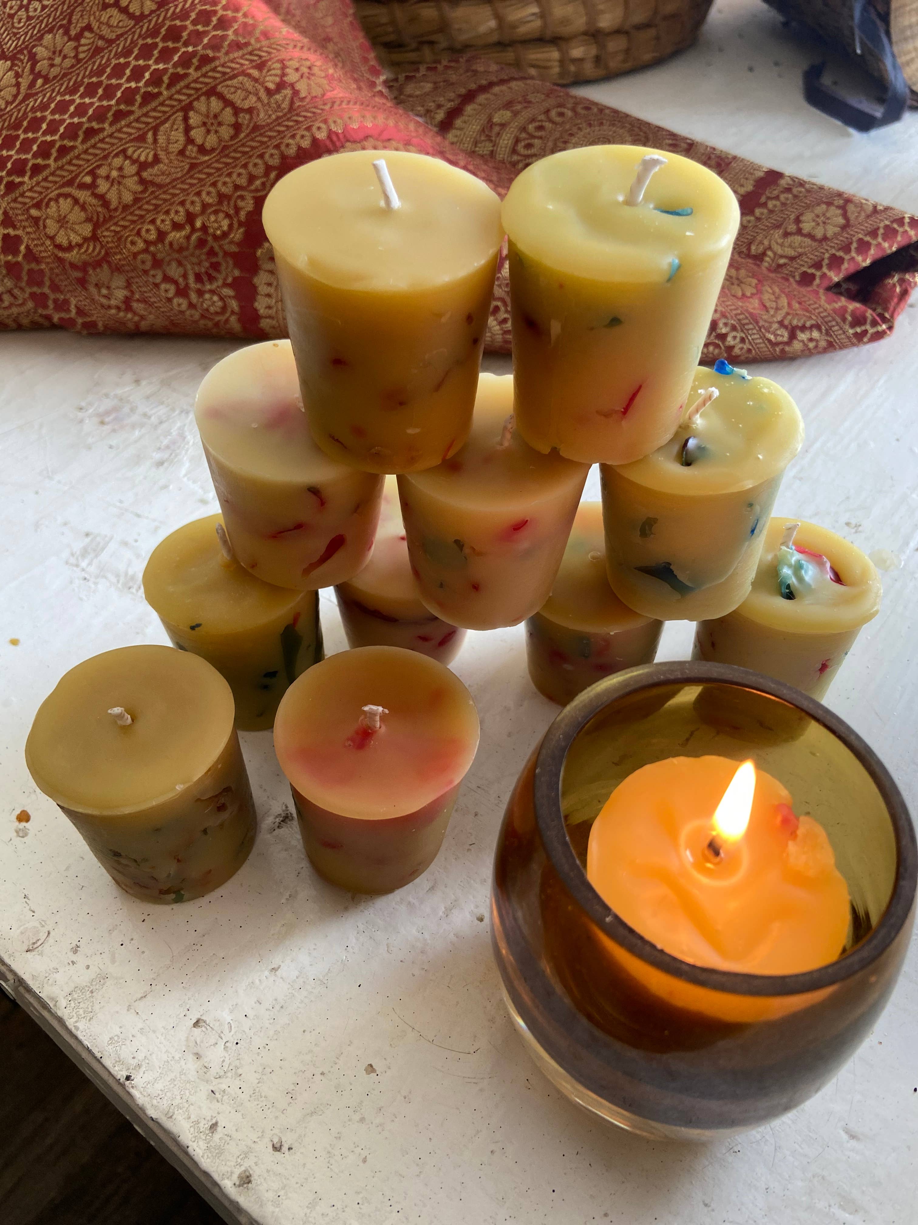 Rainbow Beeswax Votives!