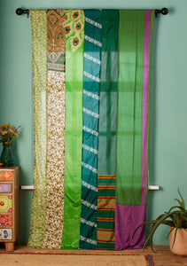 Recycled Sari Curtain Panel - Green