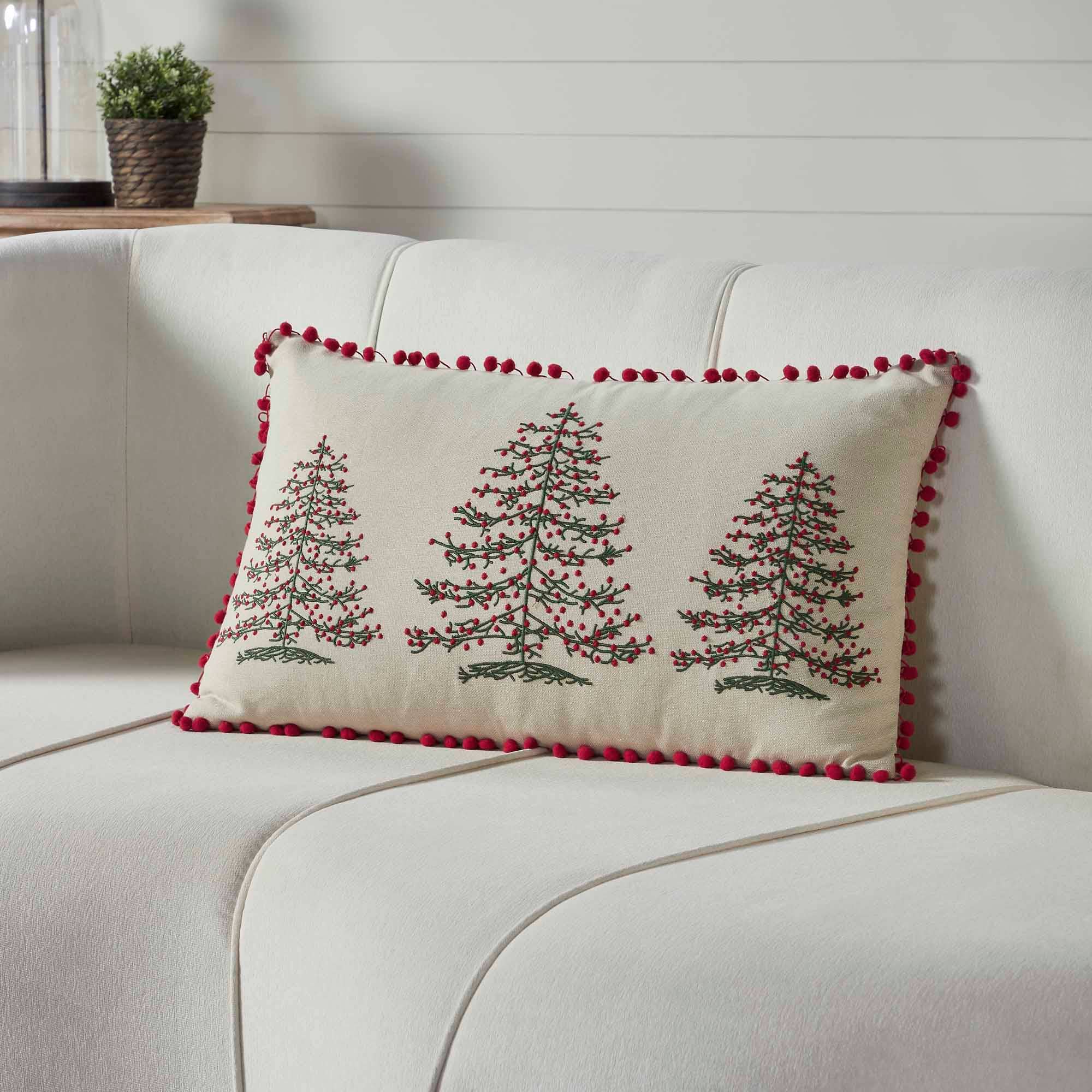 Timeless Ticking Red Tree Pillow Cover 26Lx16W-Insert Sold Separately