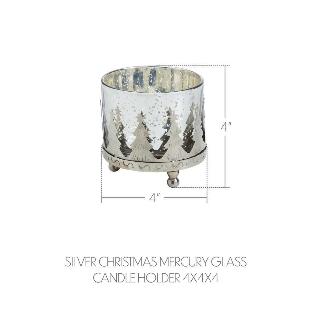 Silver Christmas Mercury Glass Candle Holder 4x4x4