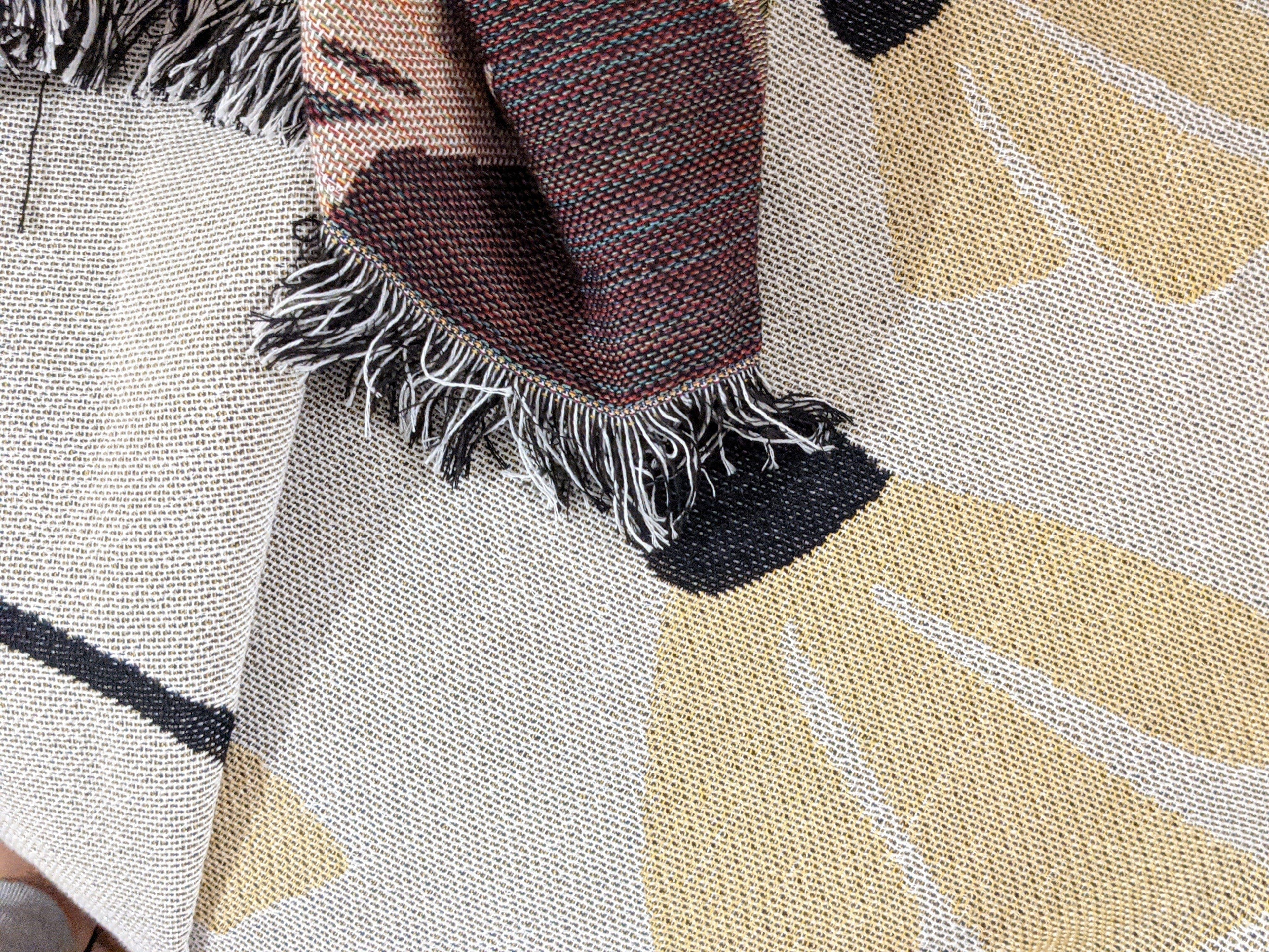 Yellow Fleur Botanical Sunshine Golden Floral Woven Tapestry Throw Blanket - 50” x 60” (18112)