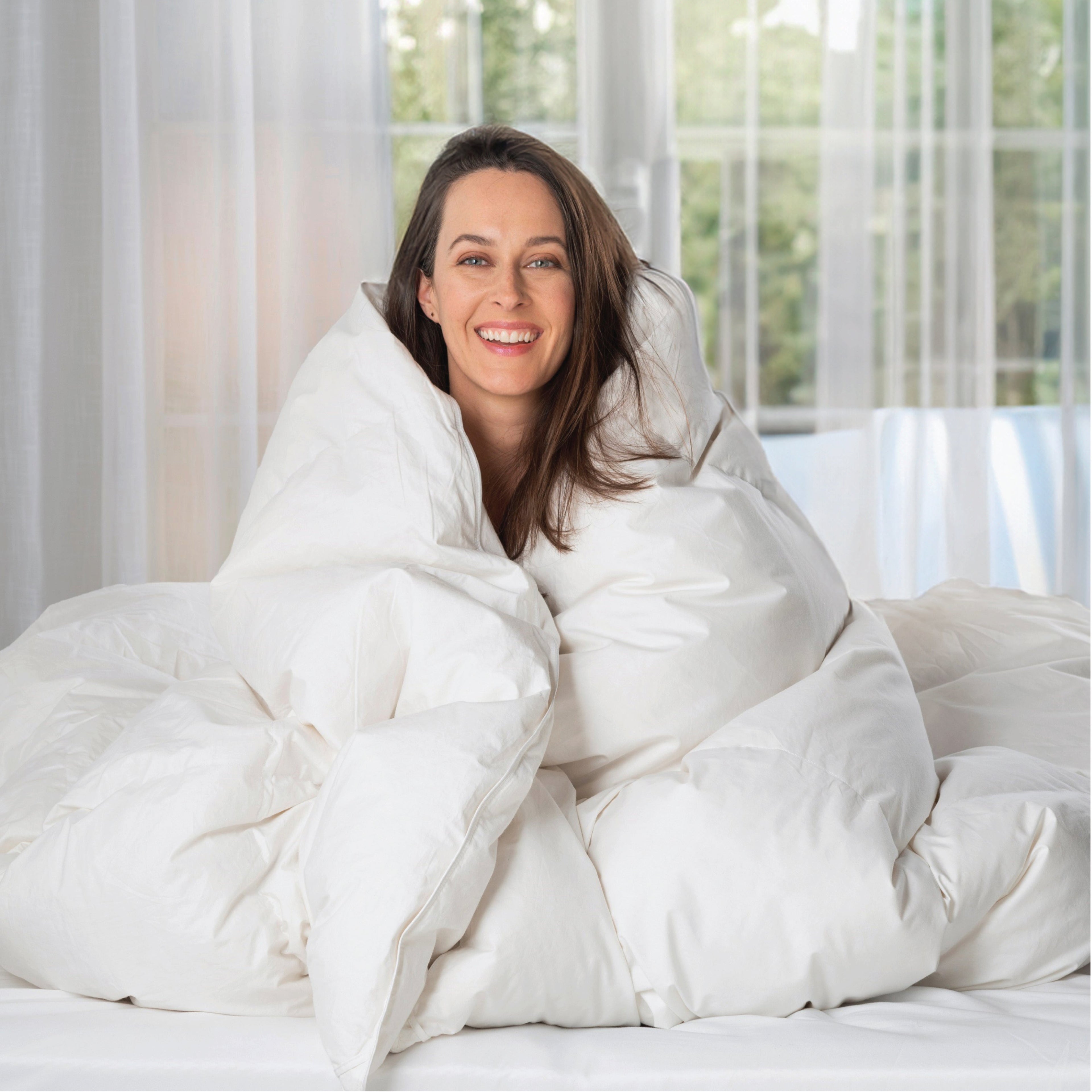 European Goose Down White Comforter - Egyptian Cotton Cover, With Corner Tabs- Made in the USA