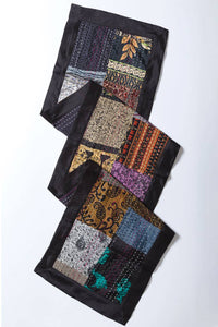 Black Kantha Silk Table Runner