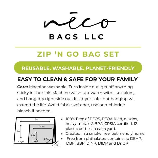 Travel Cosmetic Sustainable Zip 'n Go Bags — Fairy Garden