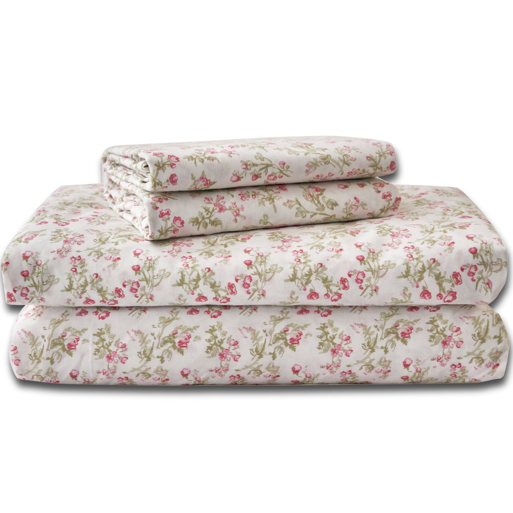DaDa Bedding Collection Romantic Coquette Sheet Set - 100% Cotton Floral Fitted & Flat Sheets with Pillowcases - Deep Pocket Design - Soft, Breathable, Wrinkle-Resistant