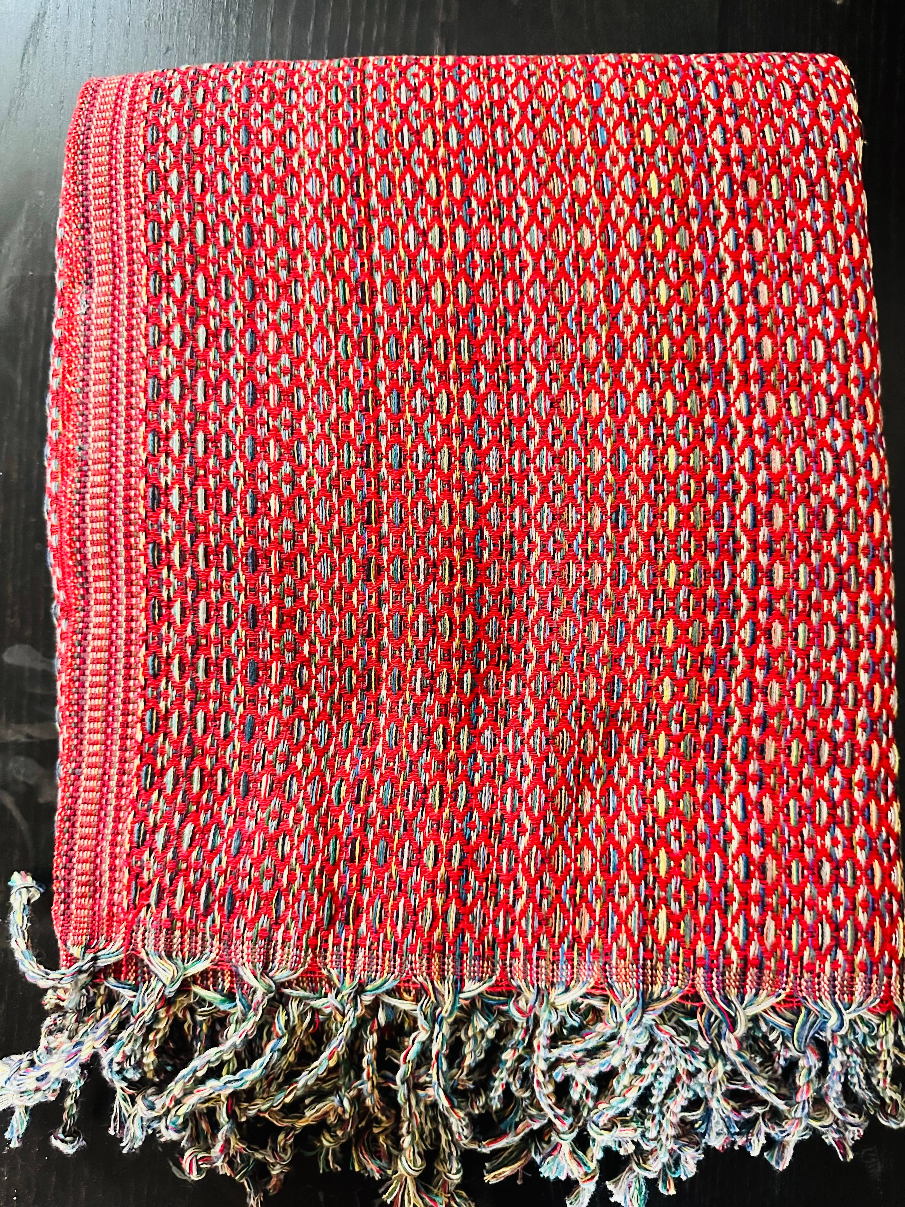 Oversized Turkish Cotton Throw Blanket, Burgundy