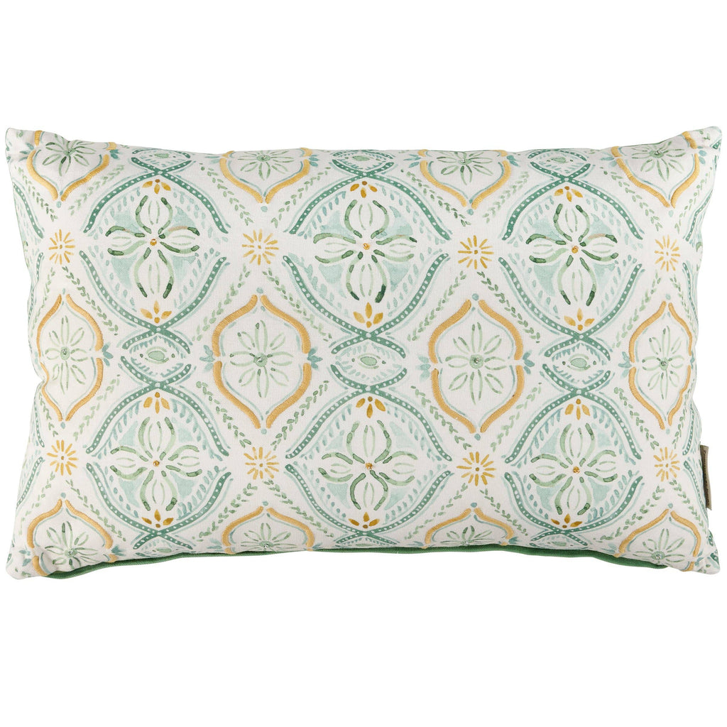Decorative pillow with geometric pattern on a white background