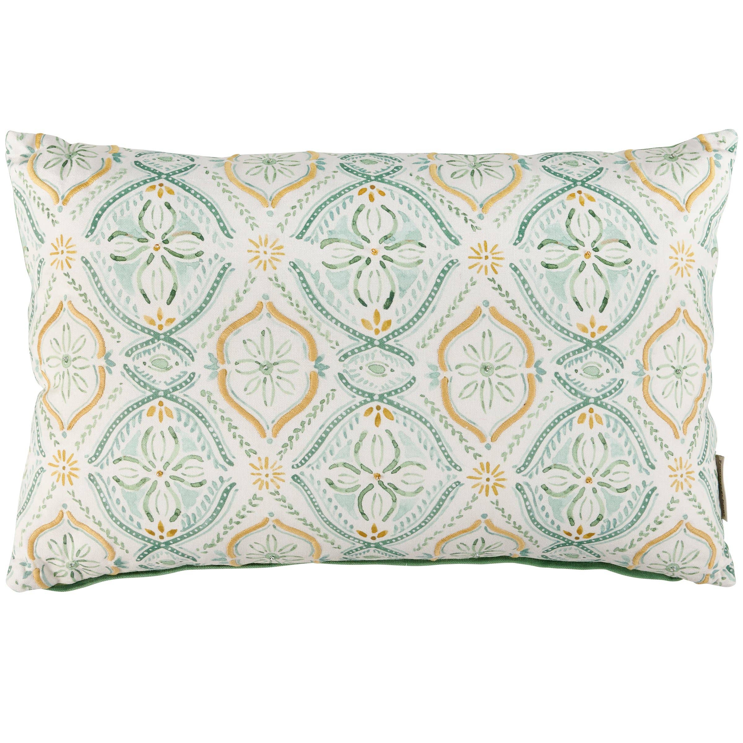 Decorative pillow with geometric pattern on a white background
