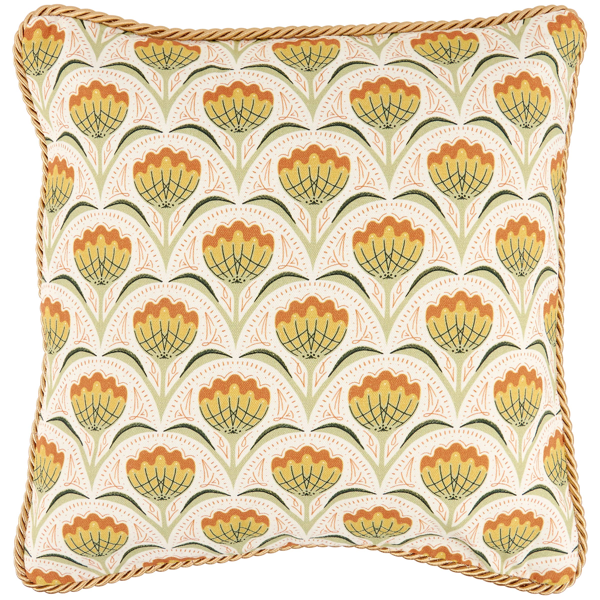 Decorative pillow with a floral pattern on a white background