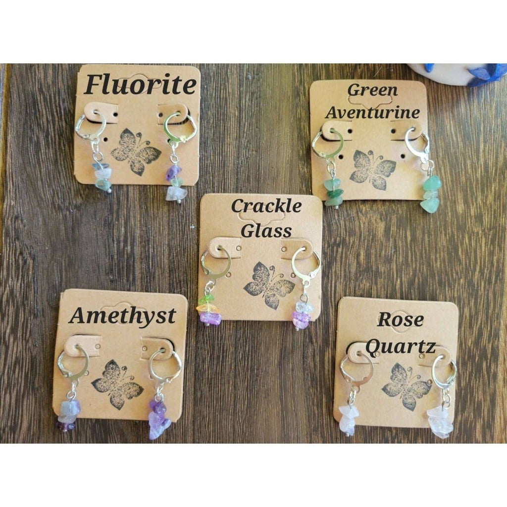 Small Crystal Earrings ,Stacked Stone Drop Earrings