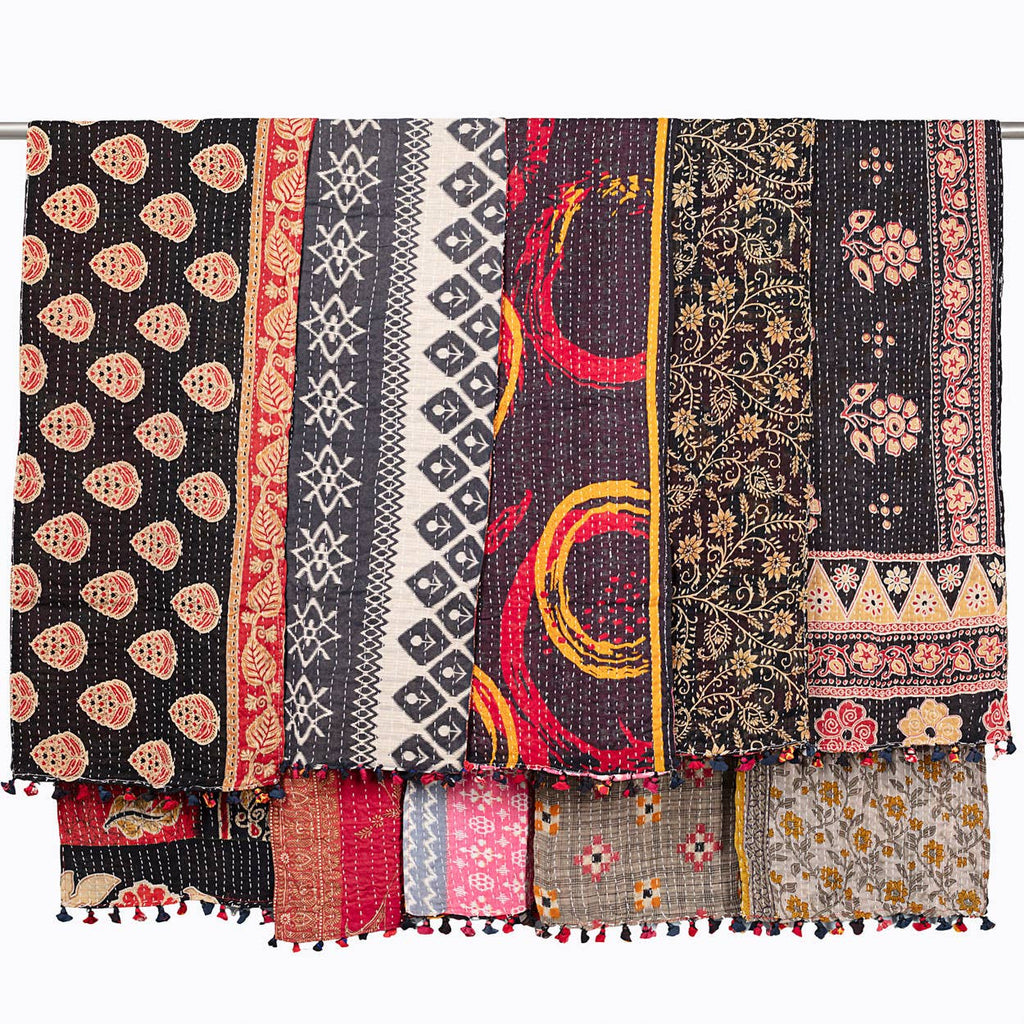 Black Kantha Table Runner