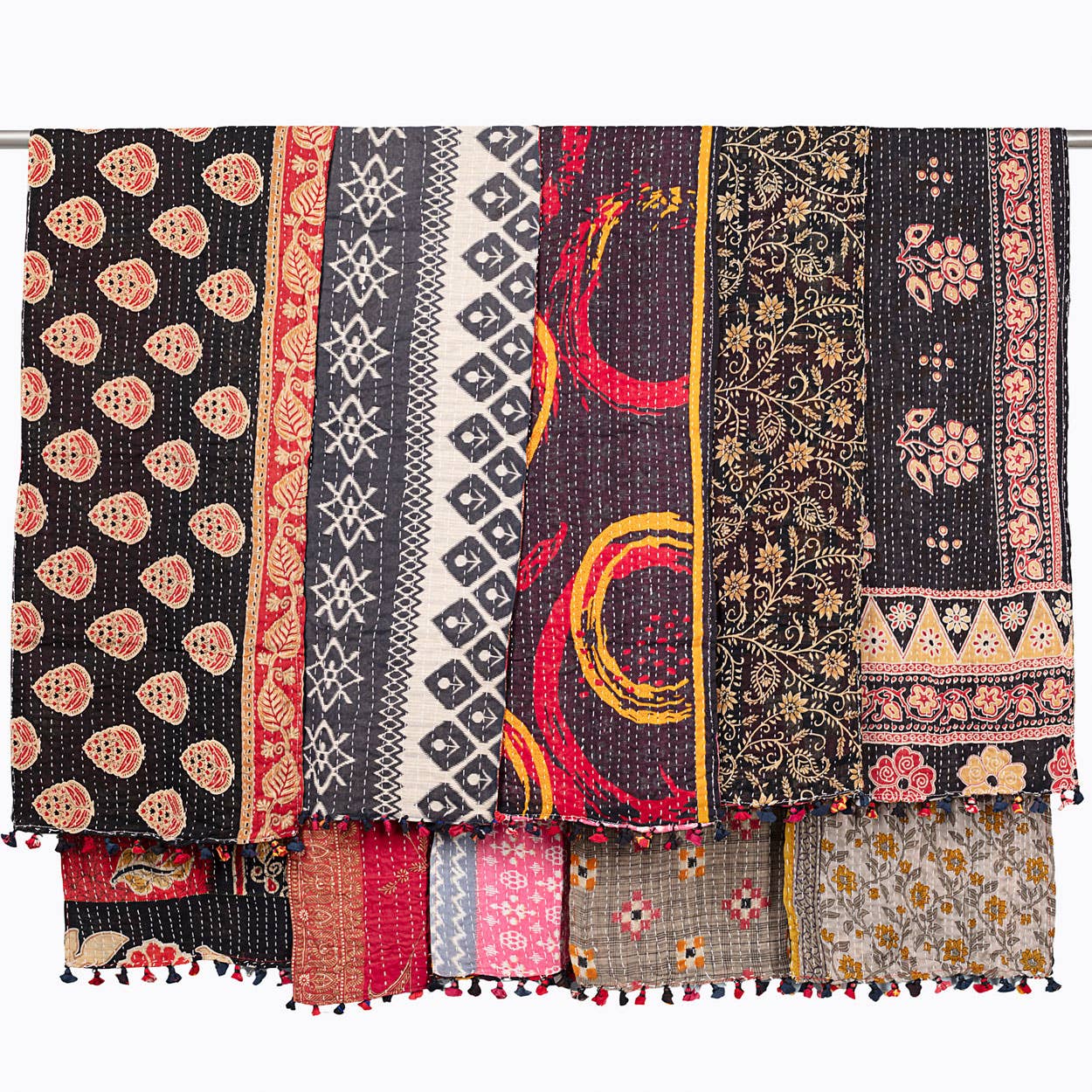 Black Kantha Table Runner