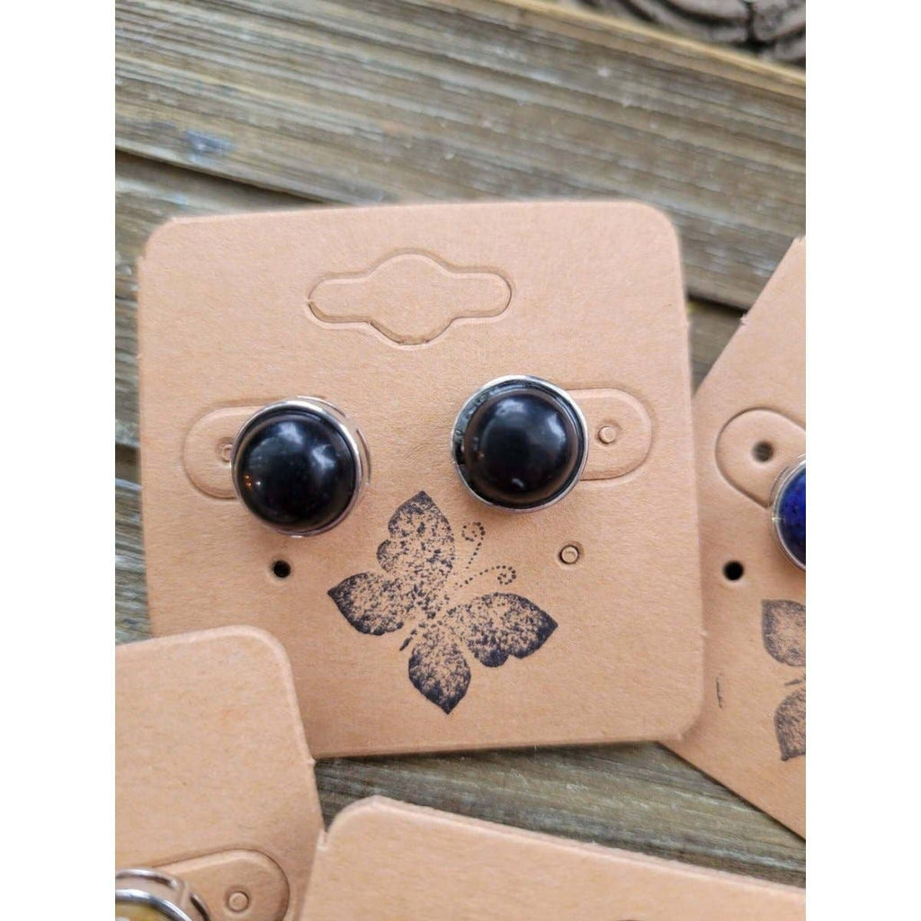 Semi Precious Stone round earrings on Card