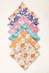 Floral Block Print Napkins, Set of 6
