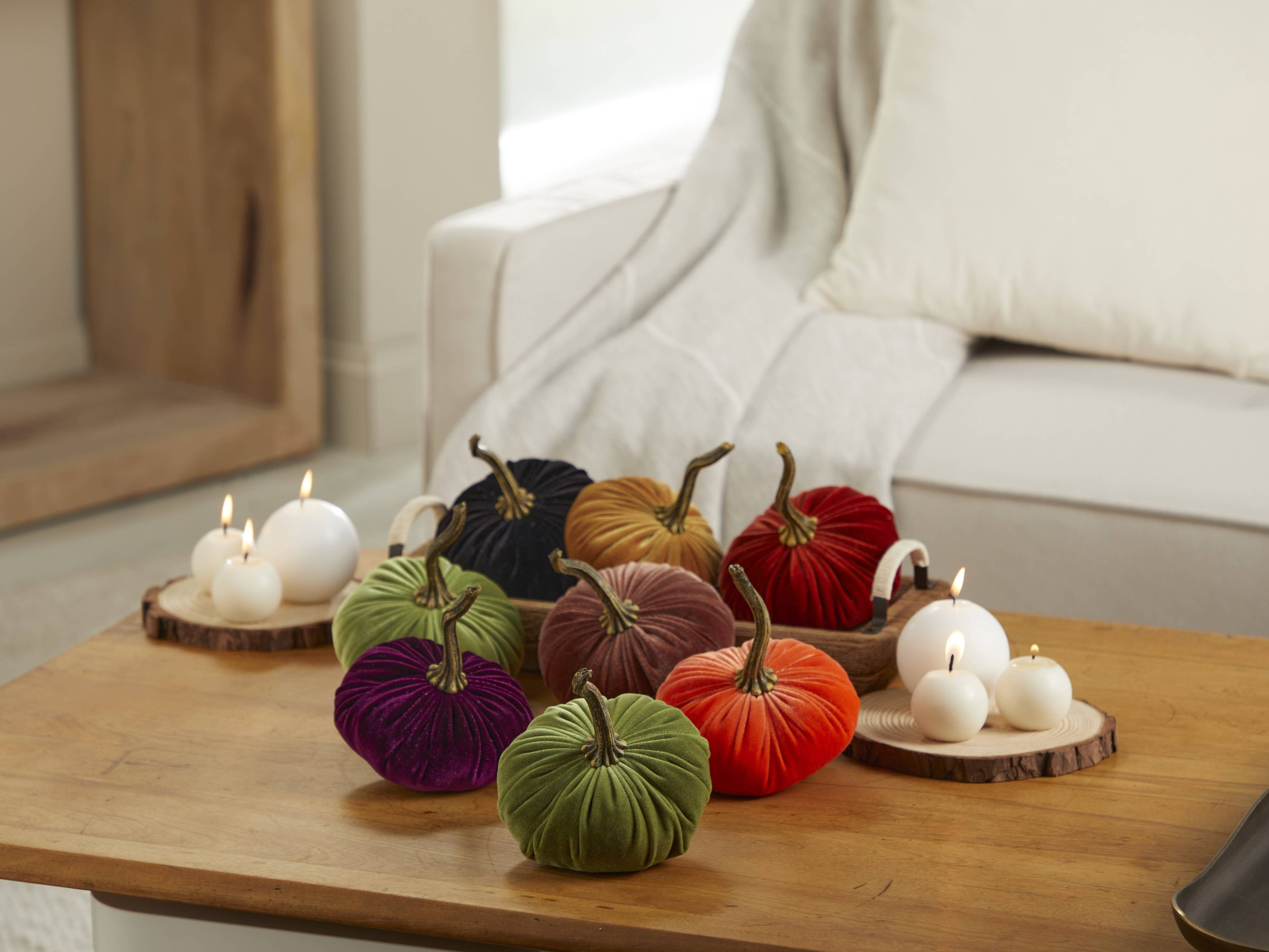Pumpkin Small  Velvet Fall Decor Gift for New Apartment Best