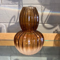 Amber Ridged Frosted Vase-Amber Froste : 4.1x4.1x6.1"