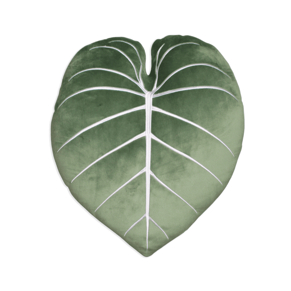 Philodendron Gloriosum Leaf Pillow - Moody Green