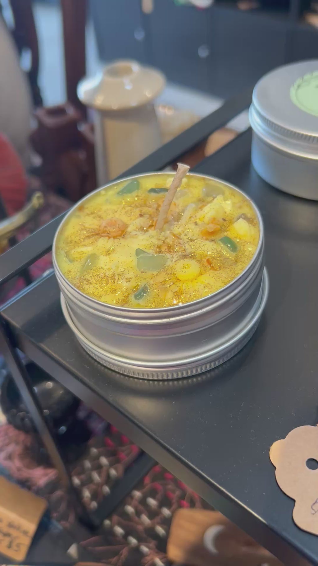 Sunflower Wax Candle with Crystals and Flowers, Soy Sunflower Candle Gift for Her Soy Candles