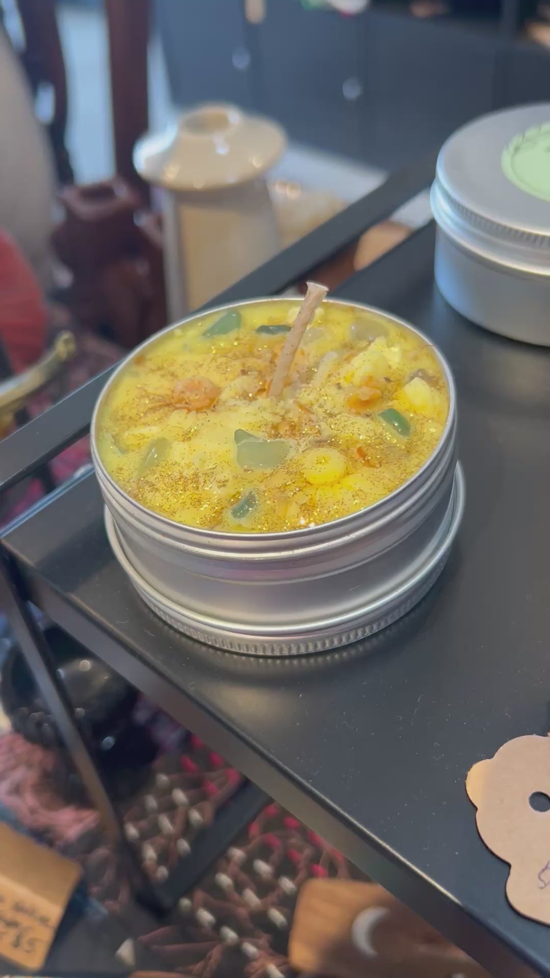 Sunflower Wax Candle with Crystals and Flowers, Soy Sunflower Candle Gift for Her Soy Candles