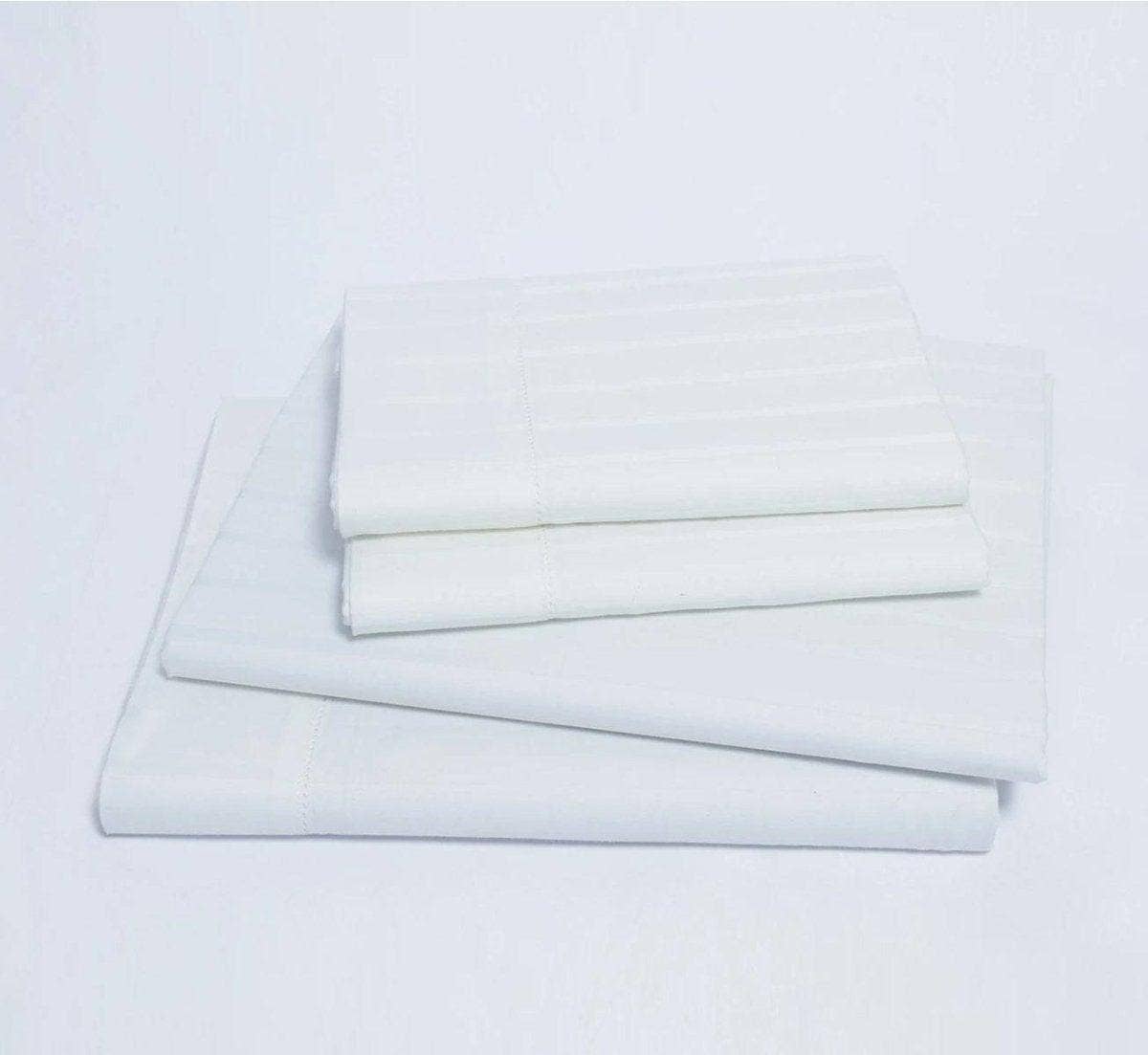 Organic Luxury Sateen Striped White Bed Sheet Set