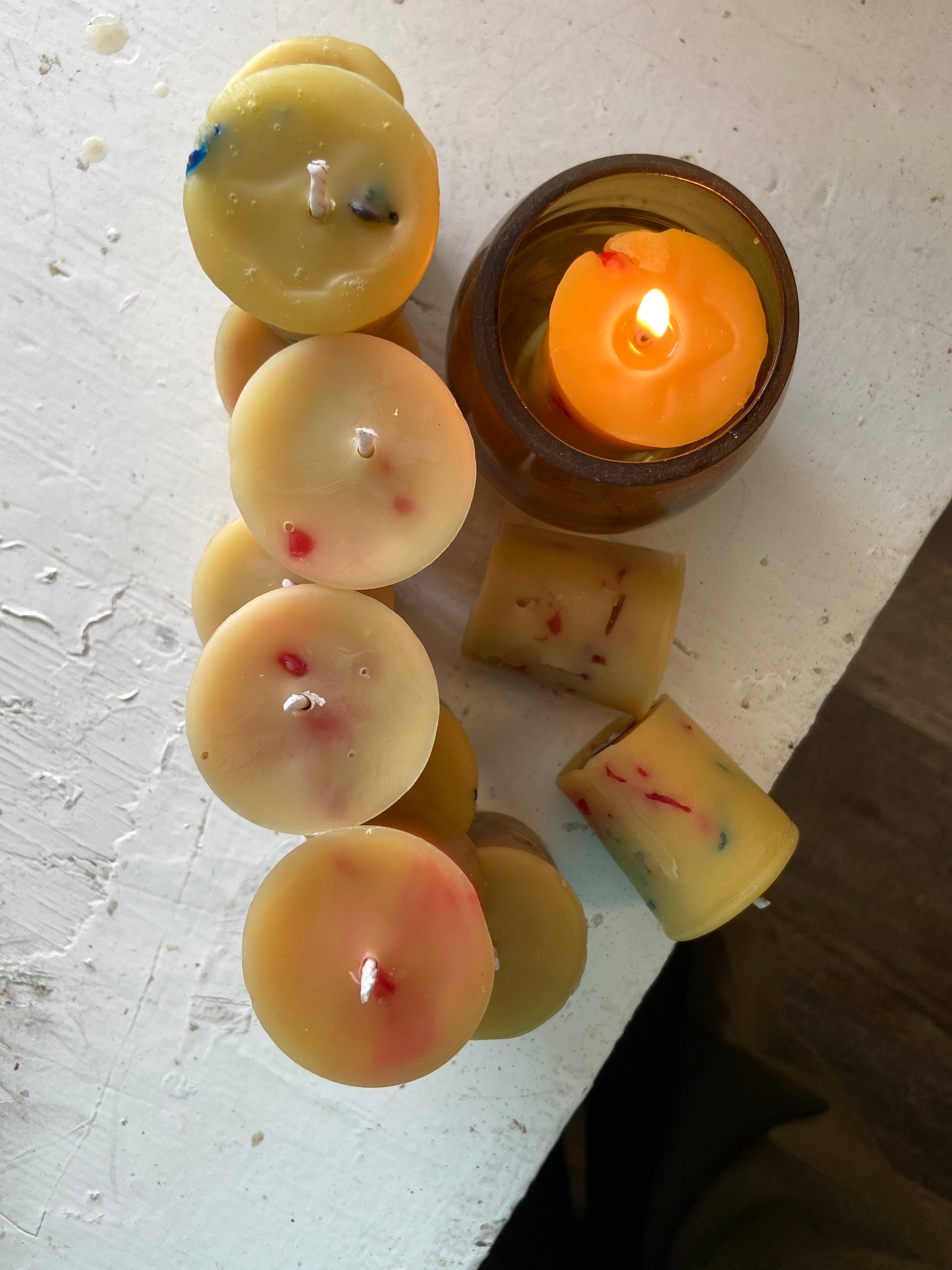 Rainbow Beeswax Votives!