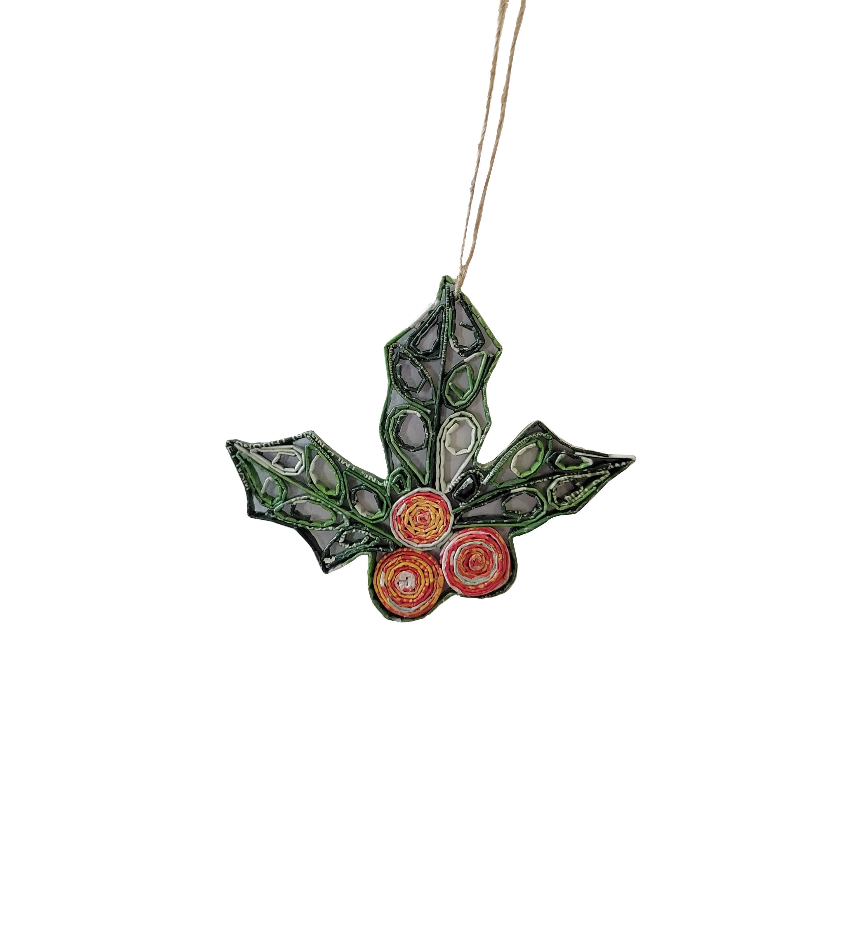 Holly Ornament - Recycled Paper