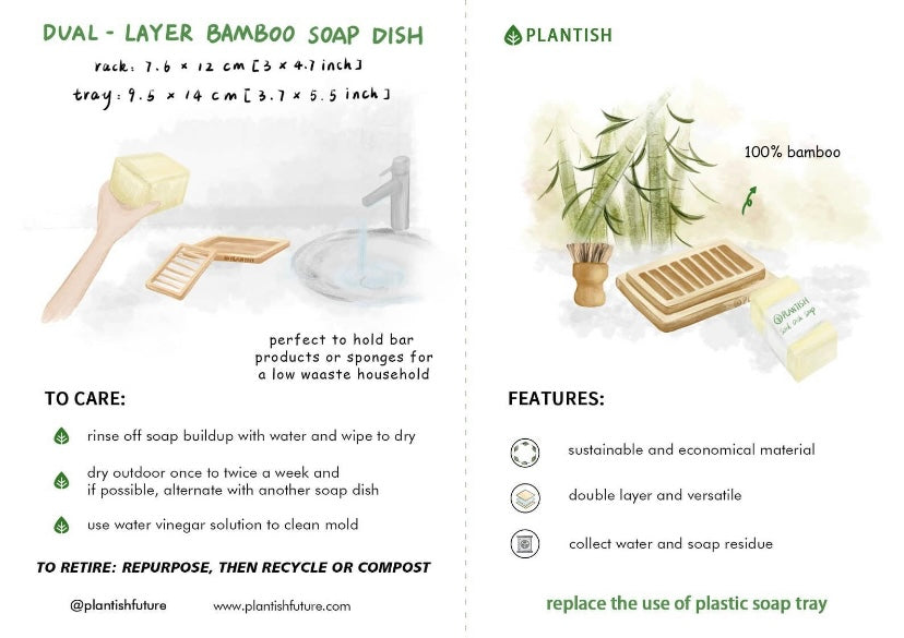 Bamboo Soap Dish Dual Layer