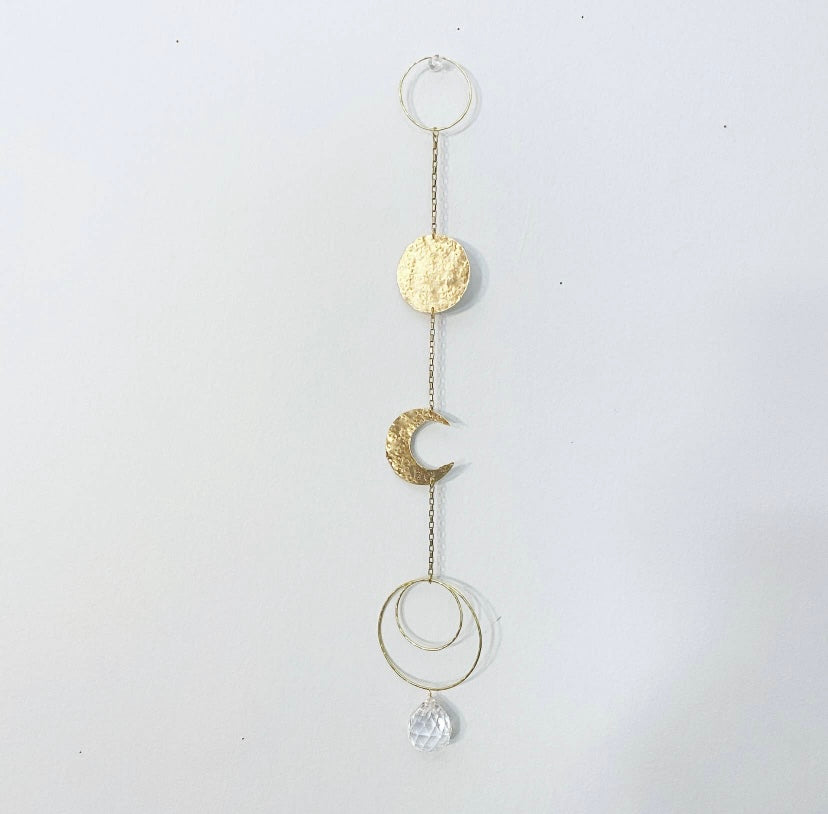 Brass Moon and Circle Suncatcher