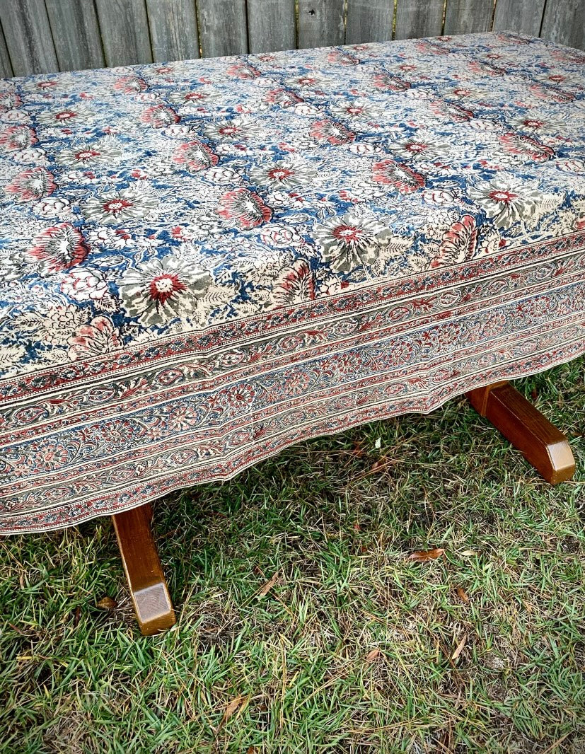 Rose & Navy Kalamkari Tablecloth 60"x90"