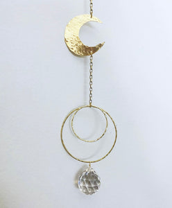 Brass Moon and Circle Suncatcher