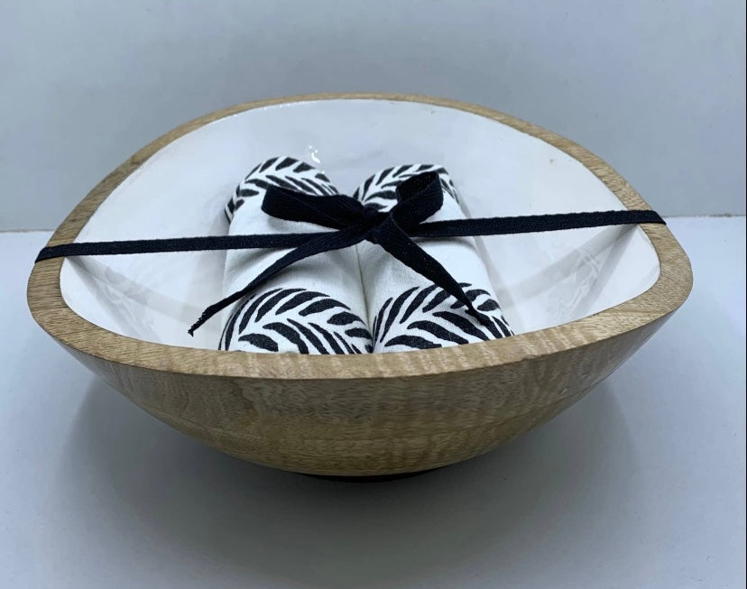 Mango Wood Bowl with enamel