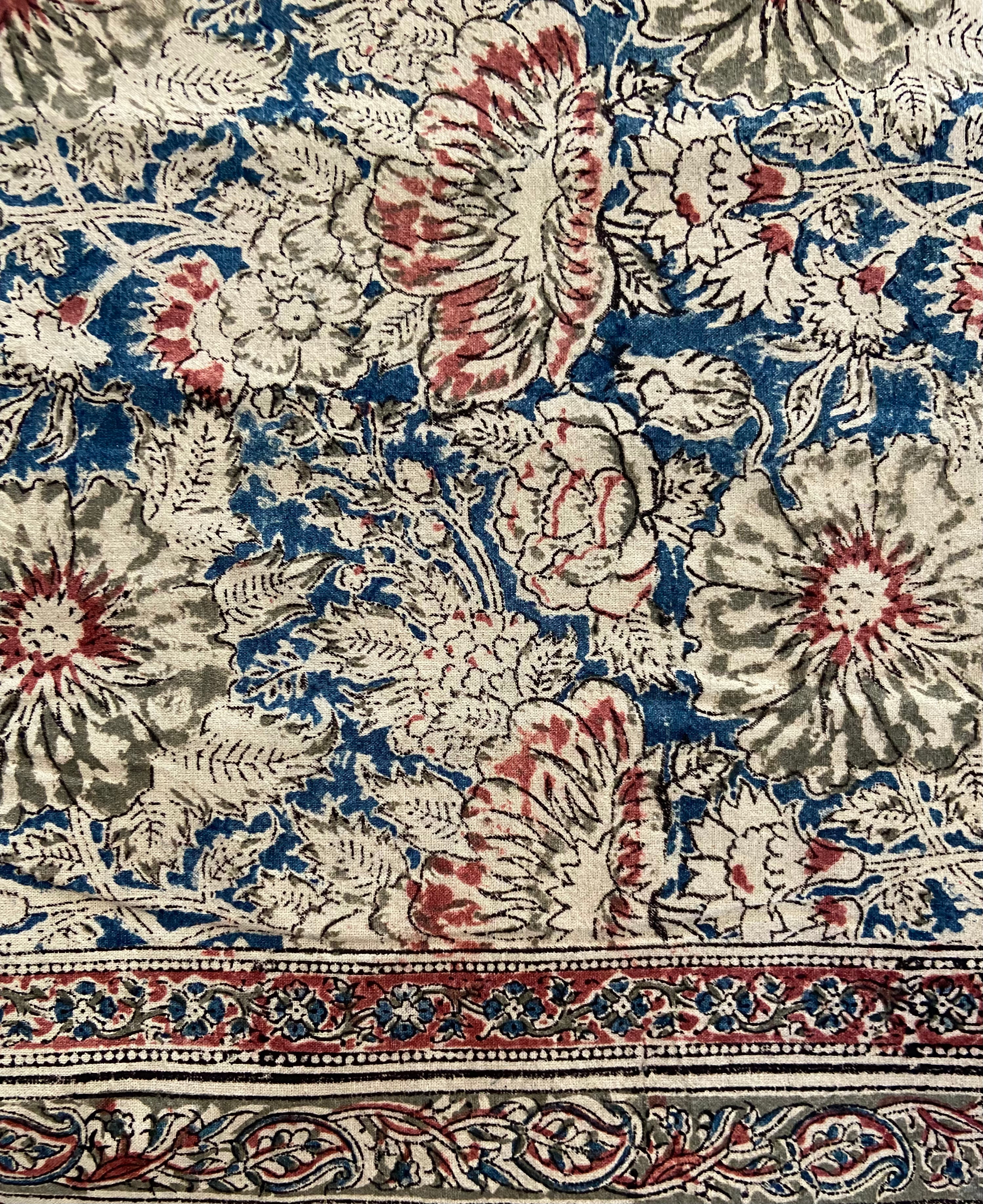 Rose & Navy Kalamkari Tablecloth 60"x90"