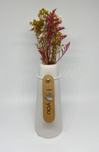 Mini Dried Floral Vases with Wood Tag