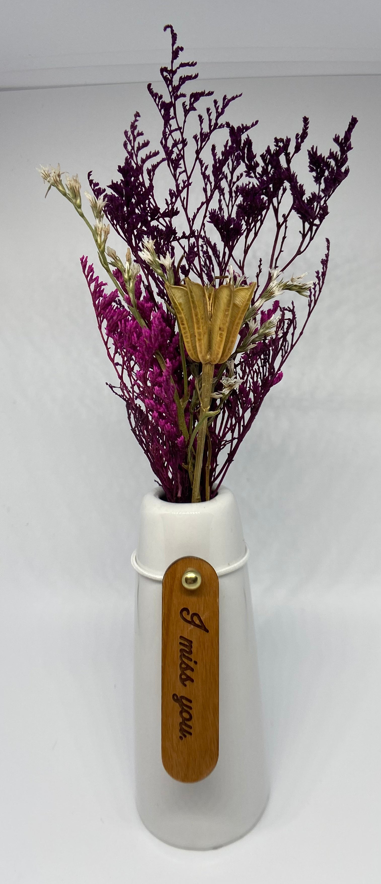 Mini Dried Floral Vases with Wood Tag
