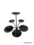 Metal Candle Holder Stand holds 5 Handle Holders. Color Black on White Background